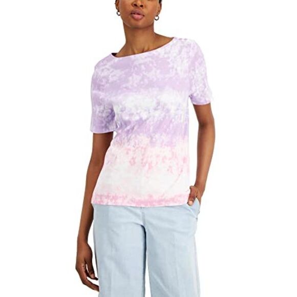 Charter Club Petite Cotton Printed Top - Picture 2 of 4